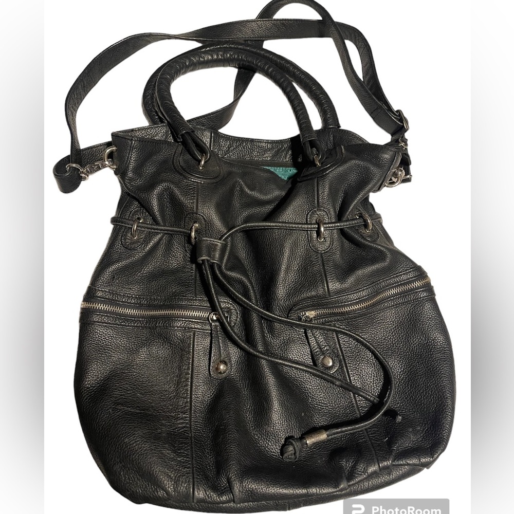 Hype Black leather bucket purse